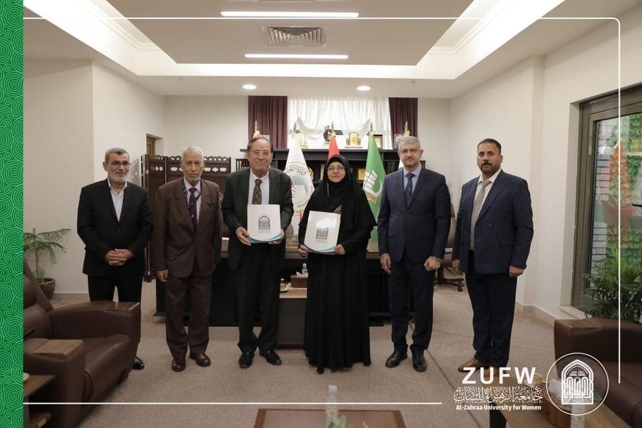 خلال عام ٢٠٢٢ إمضاء المذكرة التاسعة لتعاون مشترك بين جامعة الزهراء (ع ) وكلية الكوت الجامعة