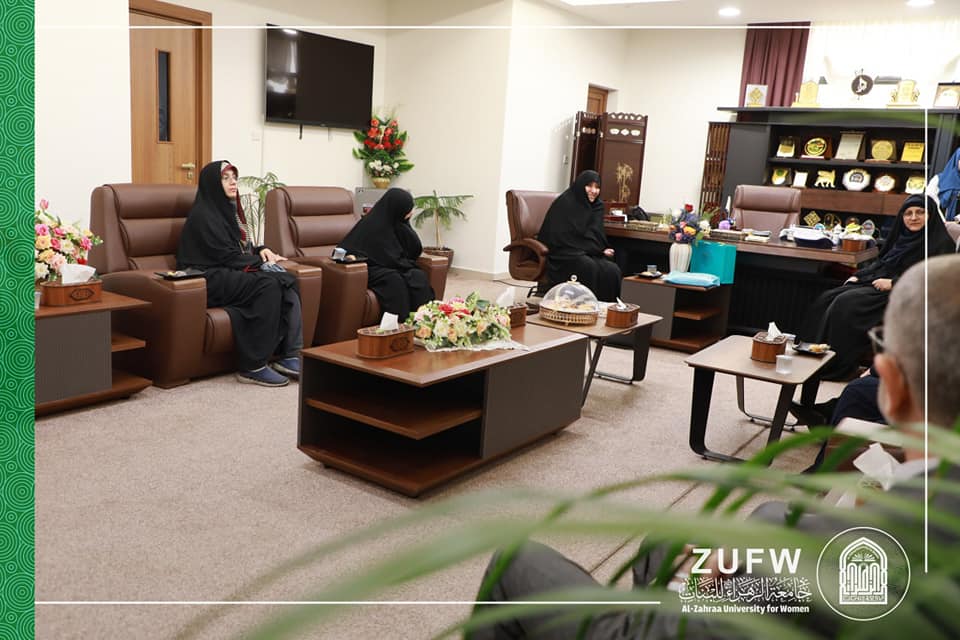 A solid cultural cooperation, and aspirations for Muslim women titles for the visit of the delegation of the Iranian Al-Zahra University in Qom to its Iraqi counterpart.