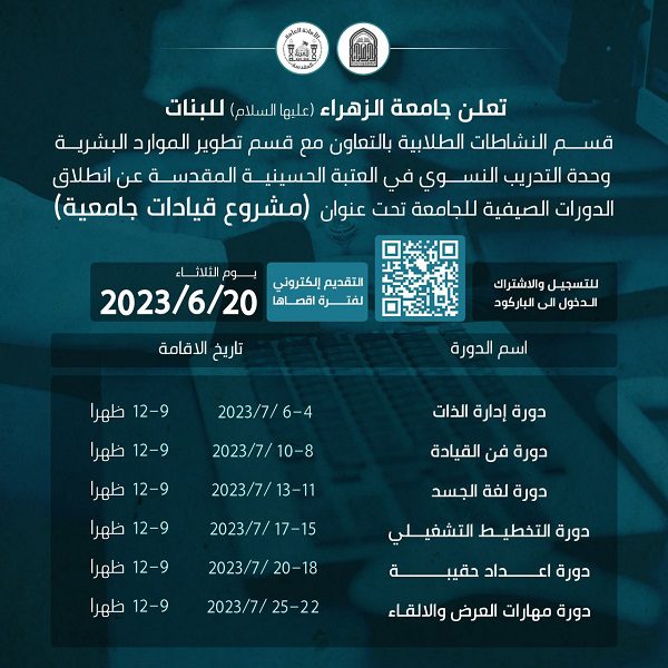 قسم النشاطات الطلابية يُنظم دورة في تطوير وتأهيل القيادات الجامعية والموارد البشرية