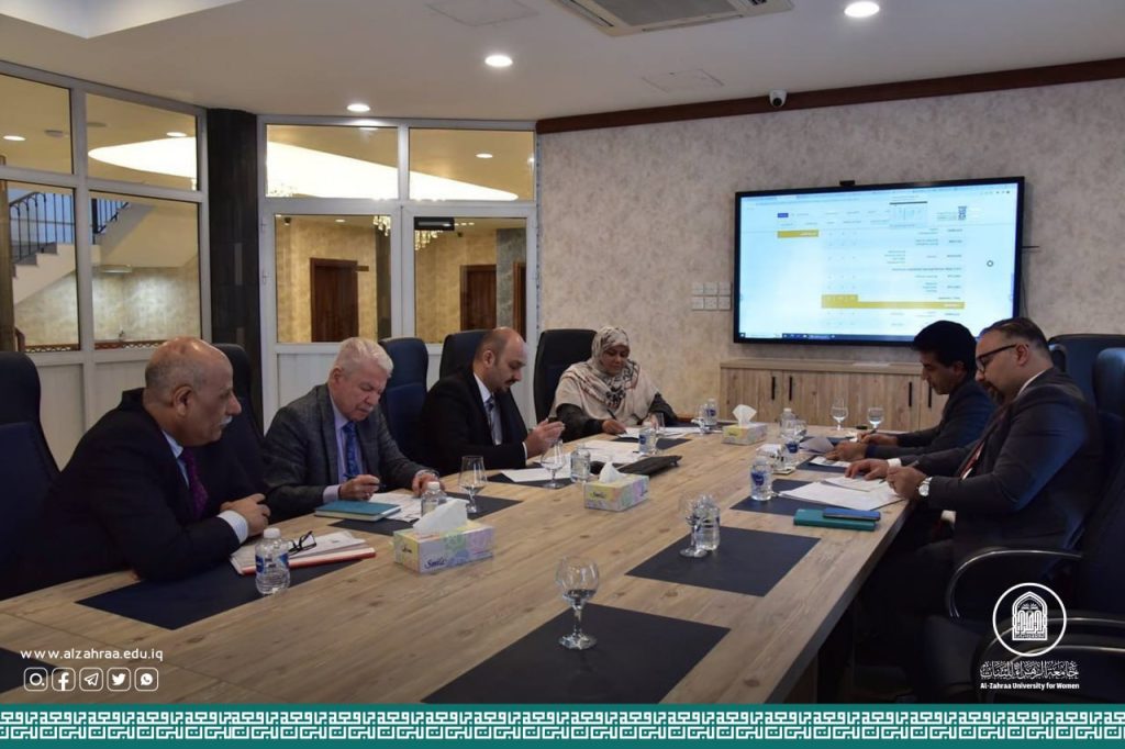 وفد من جامعة الزهراء (ع) للبنات يناقش توحيد مناهج كلية هندسة تكنولوجيا المعلومات مع جامعتي الشعب والعين